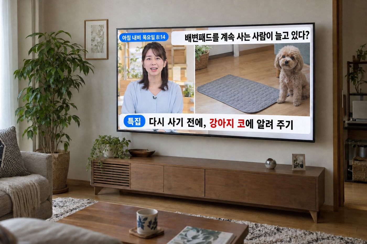 일본의 아침 정보 프로그램에서 특집으로 다뤄지는 모습