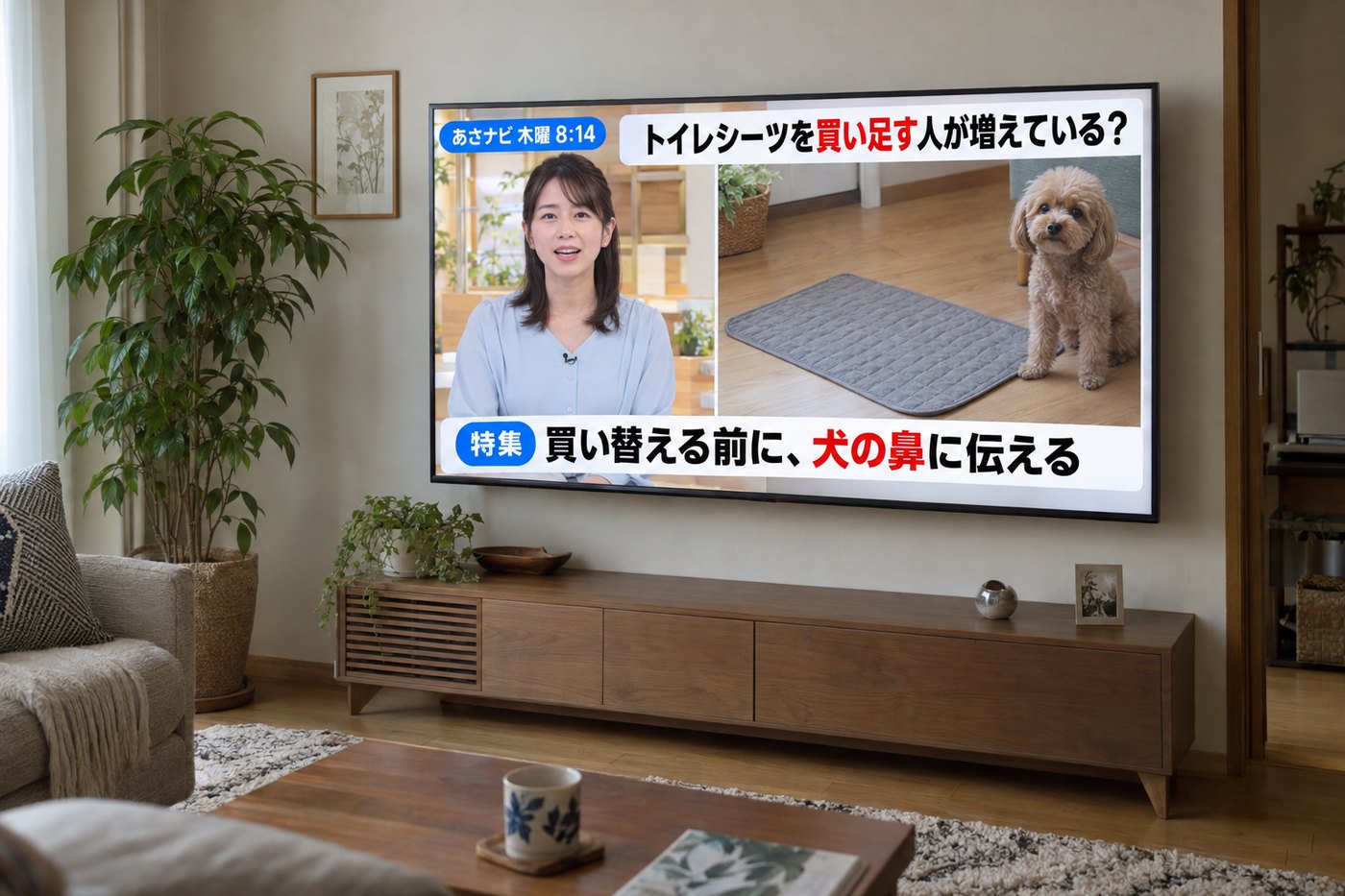 朝の情報番組で特集される様子