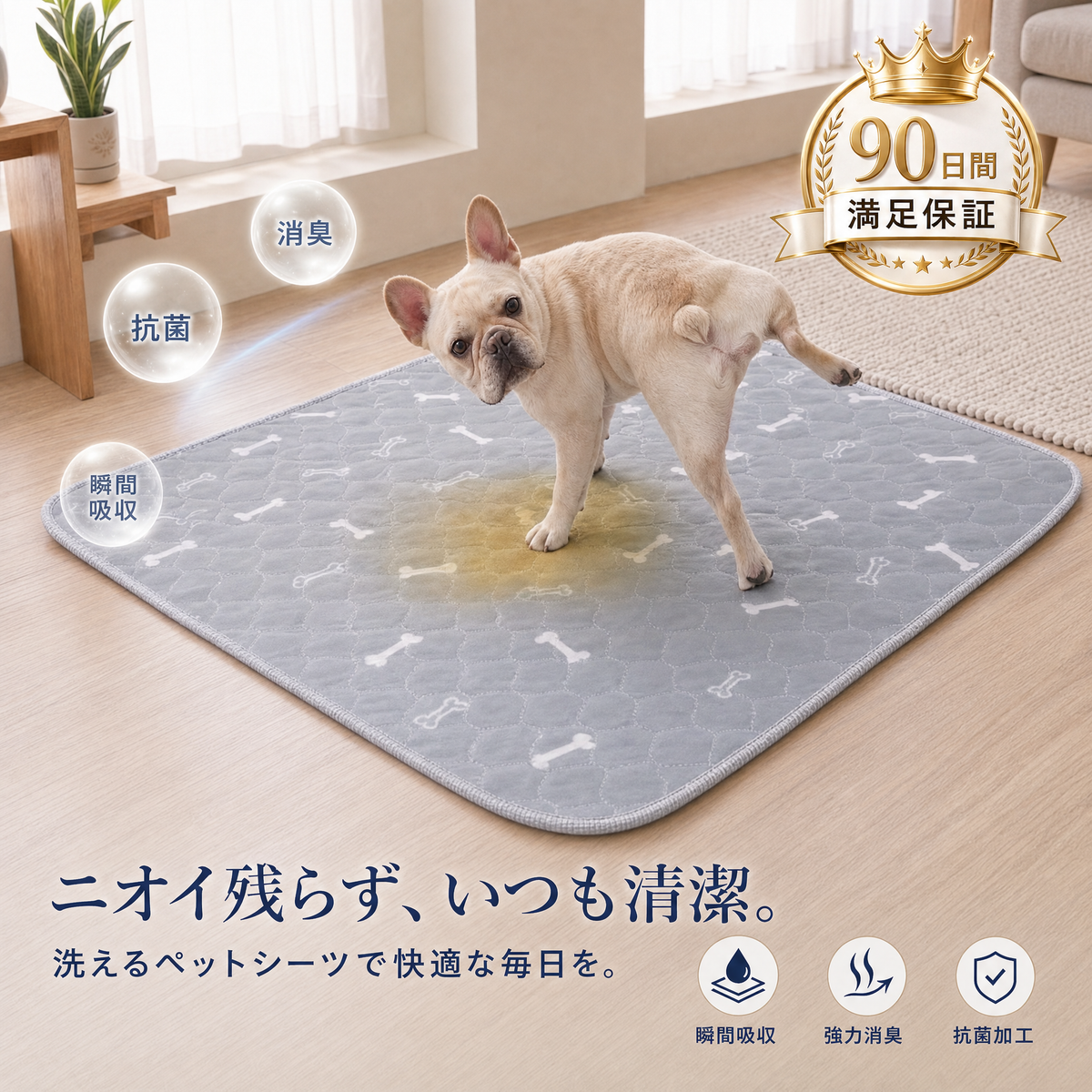ワクアの吸水・消臭・抗菌と30日間返金保証