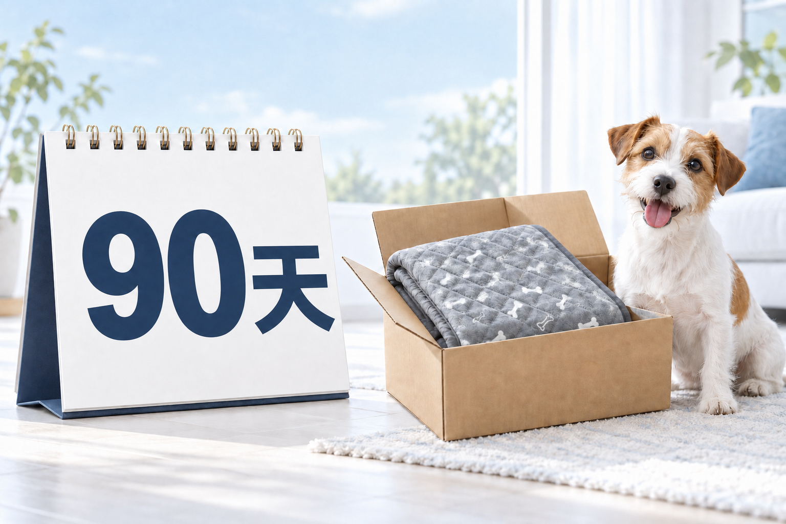 90天滿意保證。月曆、WANDRY與退貨用的箱子。